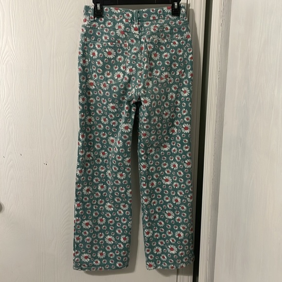 Cider Teal Green Floral Straight Leg Denim Jeans Size Small - Picture 5 of 6